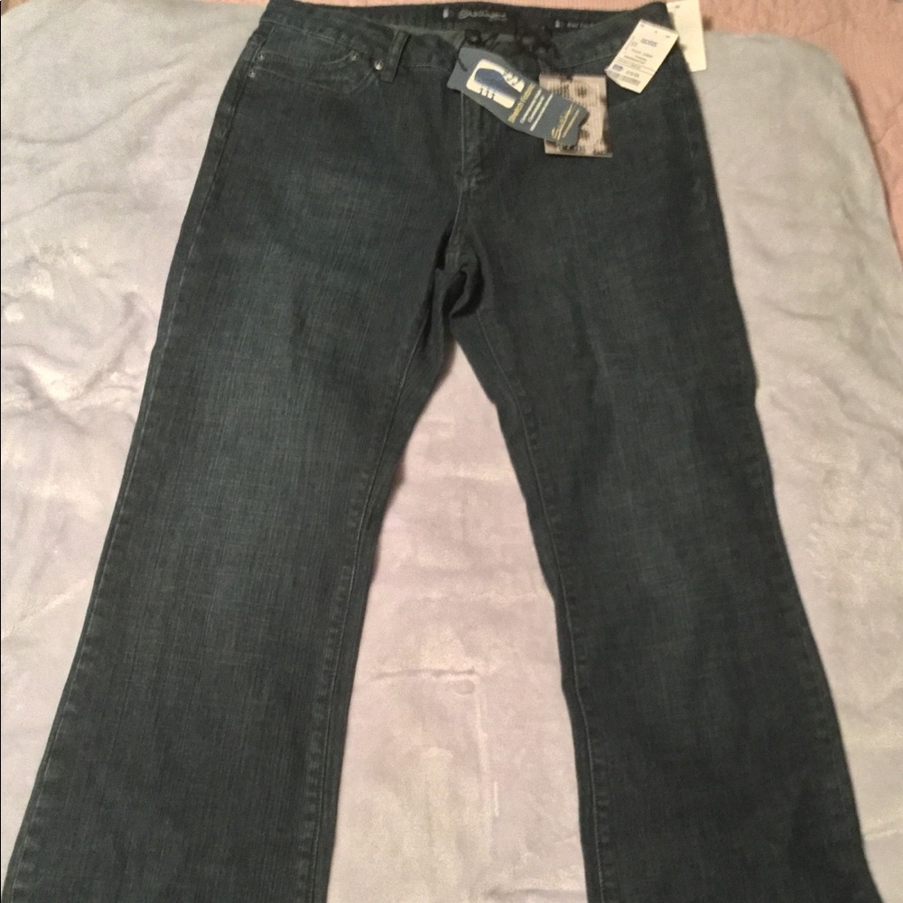 Dark blue denim jeans, boot cut, size: 10 Petite